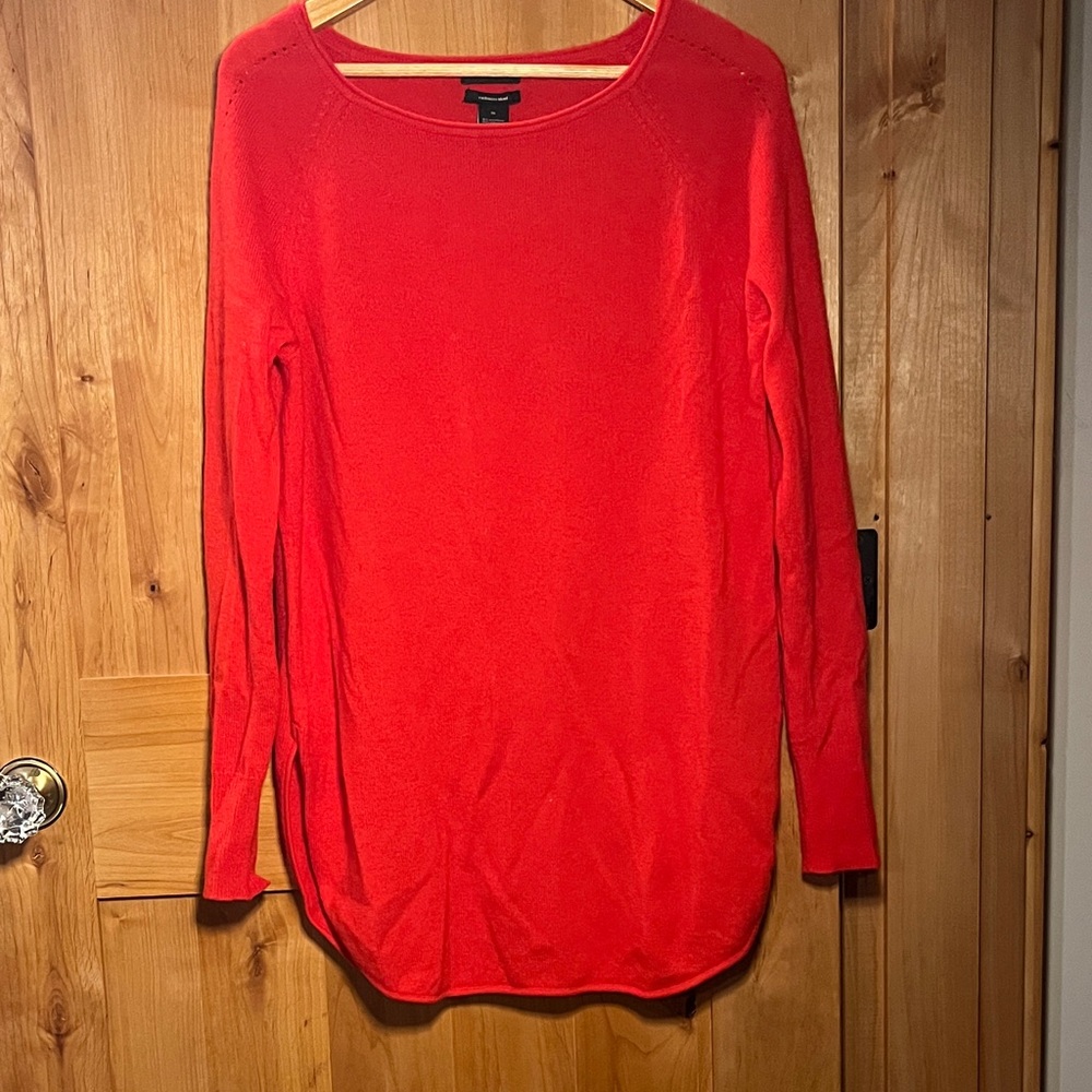 Halogen Wool Cashmere Red Crew Neck Sweater
